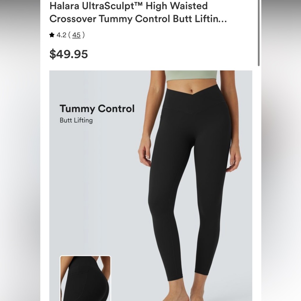 HALARA Black High-Waisted Crossover Tummy Control Leggings